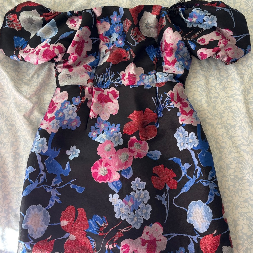 Lulu's Black Floral Mini Dress